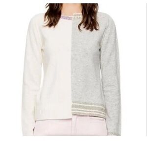 Zadig & Voltaire Wool and Cashmere Two-Tone Edgy Metallic Sweater, Size Small